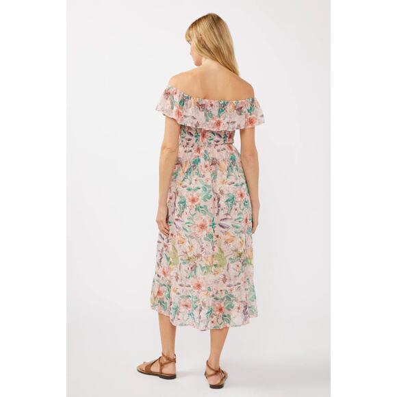Lovestitch Floral Dust Off Shoulder Midi Dress - Medium - NWOT - Picture 2 of 4